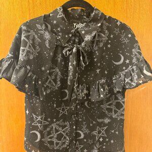 Killstar Goth Blouse with removable capelet